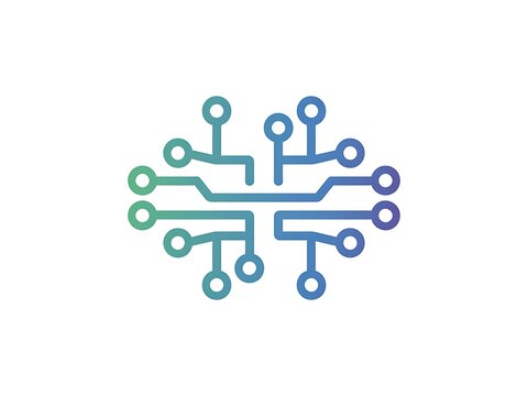 Contemporary electronic processor tech emblem high resolution picture