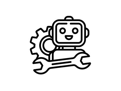 Cute robot technology repair service logo high resolution picture