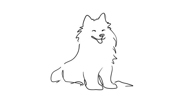 Cute fluffy dog illustration on white background.