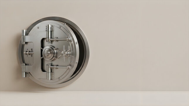Open heavy metal bank vault door