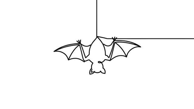 Minimalist bat illustration on white background.
