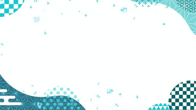 Japanese style patterns with blue colors 4K