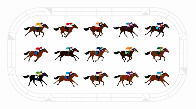 Horse racing, horses with jockeys in a track