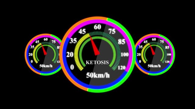 tosis Metabolic Level Meter Concept with Digital Speedometer Dashboard Set and Glowing Neon Gauges in 4K