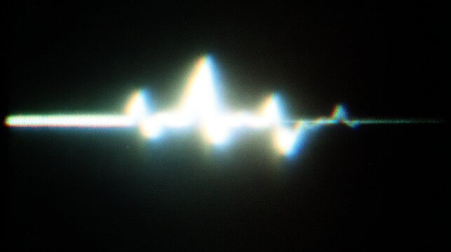 Extreme close-up of a hospital patient monitor displaying a flatline ECG with subtle static, analog noise, soft bloom, and cold glow, minimal cinematic composition