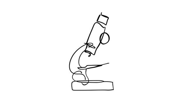 Microscope line art illustration white background.