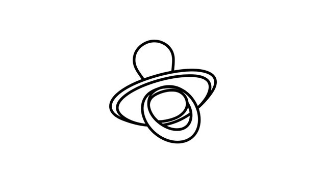 Minimalist pacifier icon on white background.