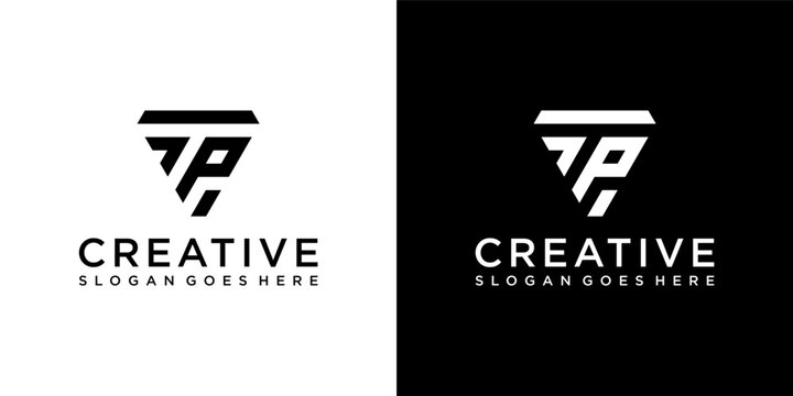 PT or TP initial letter logo design vector