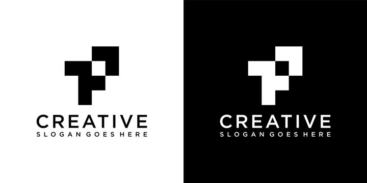 PT or TP initial letter logo design vector