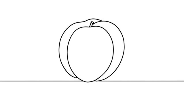 Simple line art apple drawing white background.