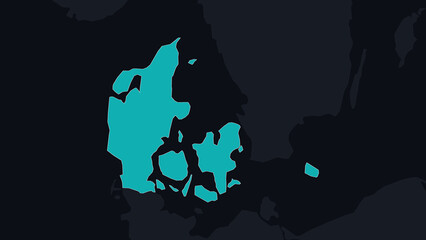 Denmark Highlighted on Europe Map Country Focus Location Poster, Black © VT Studio
