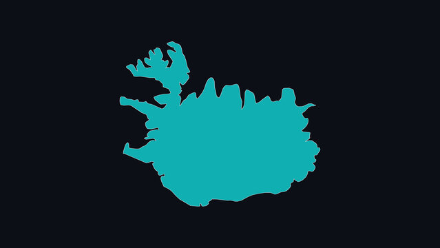 Iceland Highlighted on Europe Map Country Focus Location Poster, Black