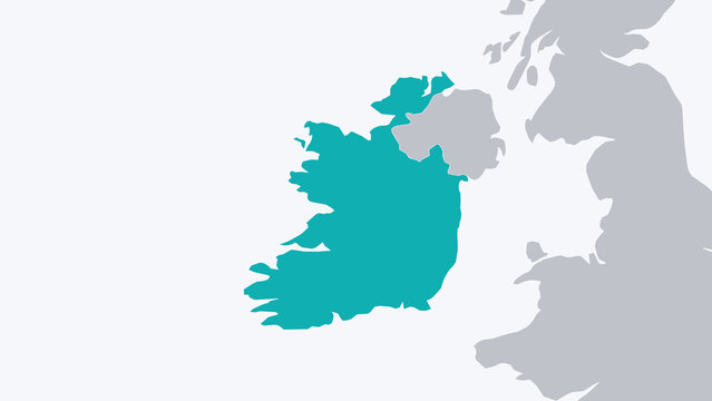 Ireland Highlighted on Europe Map Country Focus Location Poster, White