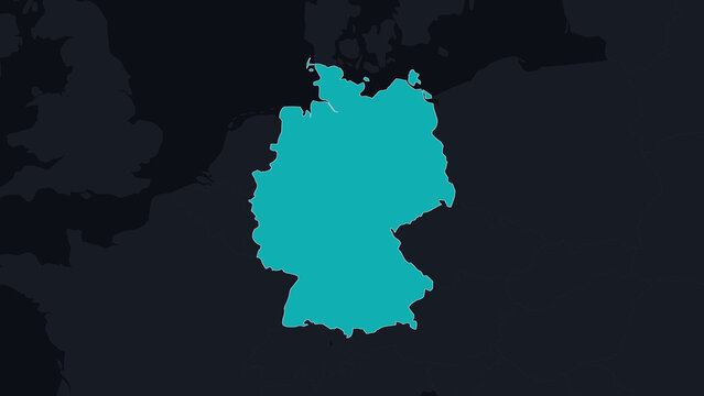 Germany Highlighted on Europe Map Country Focus Location Poster, Black