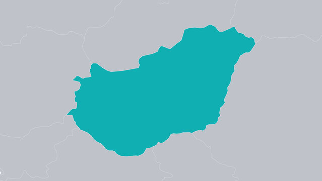Hungary Highlighted on Europe Map Country Focus Location Poster, White