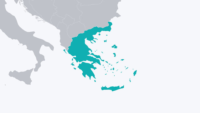 Greece Highlighted on Europe Map Country Focus Location Poster, White