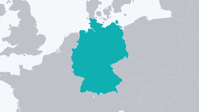 Germany Highlighted on Europe Map Country Focus Location Poster, White