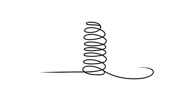 Coiled spring line art on white background.
