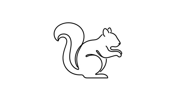Minimalist squirrel illustration white background.