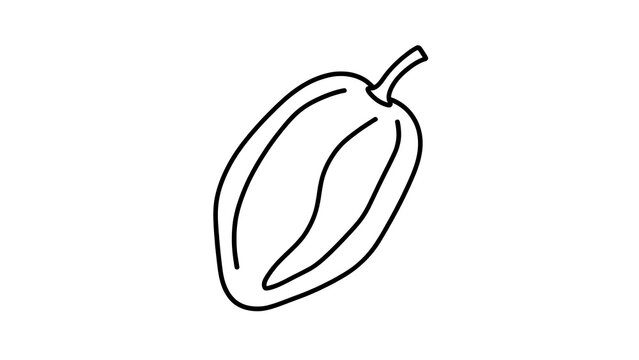 Simple pepper line drawing on white background.