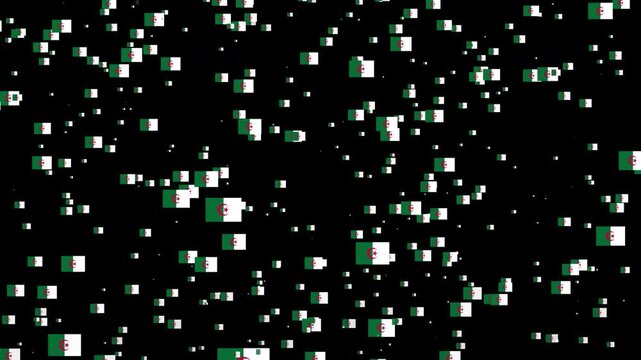 A shower of Algeria national flags, Alpha Channel