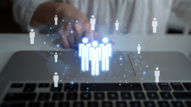 Global human network and workforce distribution highlight human, network, and global presence through digital connection and team coordination Latch