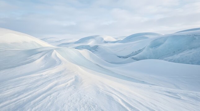 Flowing snow formations in winter landscape