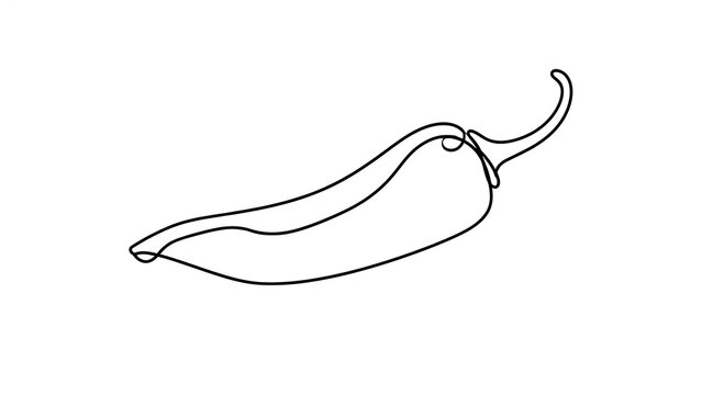 Chili pepper line drawing on white background.