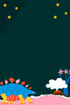 Dinosaur background, paper craft parasaurolophus design