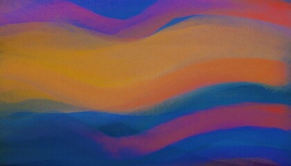 Fototapeta premium Abstract Wavy Landscape Blue Purple Orange Digital Painting Layered Curved Dreamy Hills