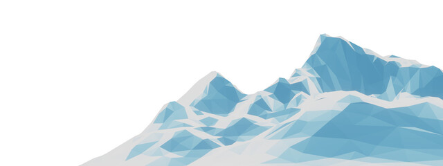 Fototapeta premium 3D low poly illustration of a snowy mountain peak landscape