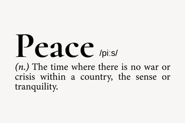 Fototapeta premium Peace definition, dictionary word typography