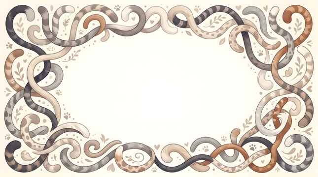 Elegant Cat Tail Pattern Frame Background
