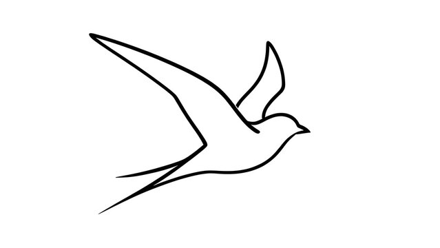 Minimalist bird silhouette illustration white background.
