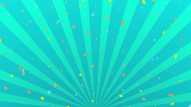 Blue Sunburst Pattern with Floating Confetti 4K