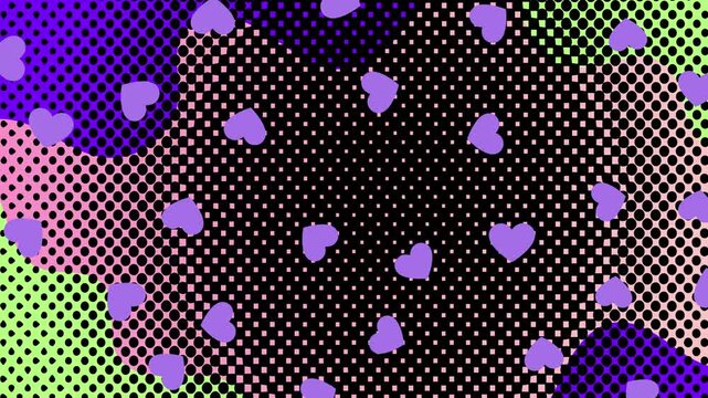 Purple Hearts on Polka Dot Pattern 4K