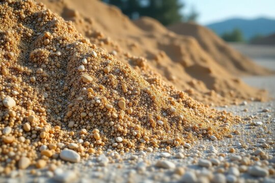 Pile of sand, gravel, and crushed stone Ready for construction , coarse, raw materials