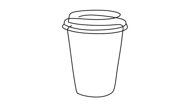 Minimalist coffee cup illustration white background.