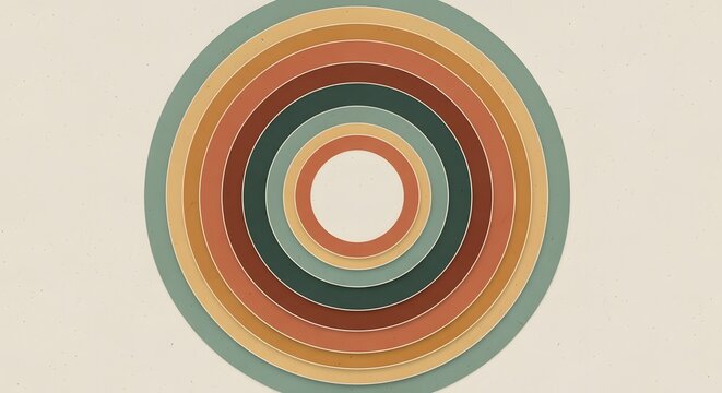 Concentric Retro Circles Abstract Design Background.