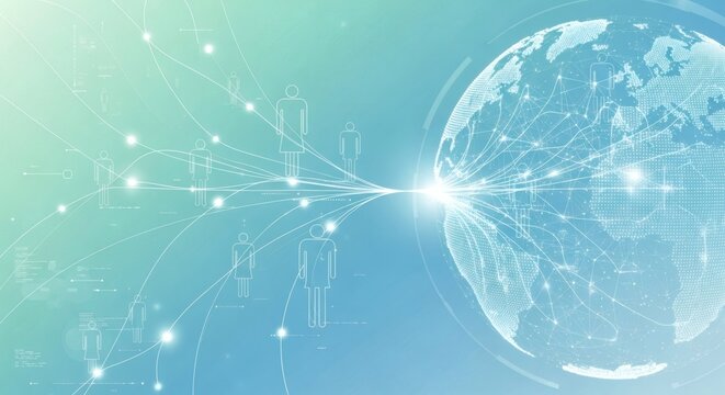 Abstract Digital Earth with Global Network Connections &ndash; Technology and Unity Concept.