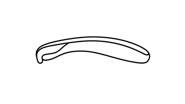 Minimalist curved line drawing white background.