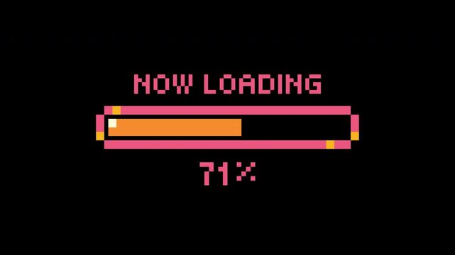 loading pixel loading bar, retro for progress visual game, 4k alpha channel animation