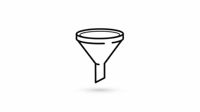 Minimal black funnel line icon for marketing and data filtering
