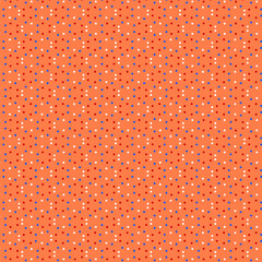 Colorful small polka dots isolated on a peach orange background Abstract geometric, polka dot pattern Simple, minimalist, flat design © Olga