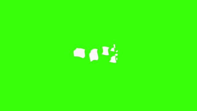 White blank papers effect animation element on green screen background for video editing