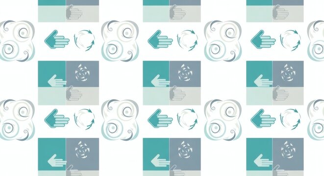 Seamless Retro Arrow Pattern with Teal and Gray Directional Icons