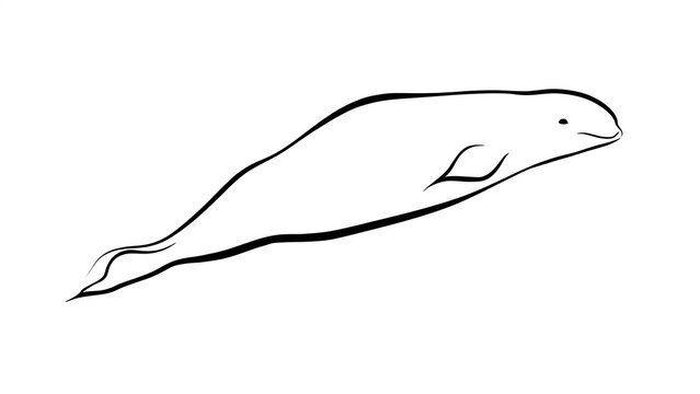Minimalist dolphin line art on white background.