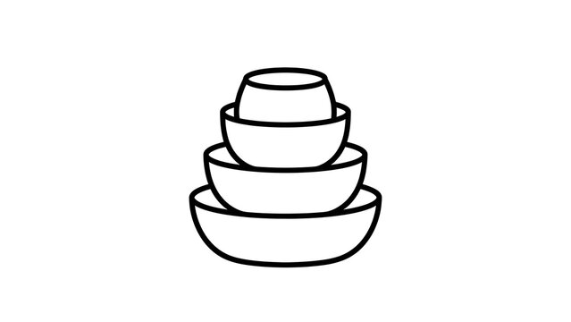 Stacked bowls illustration on white background.