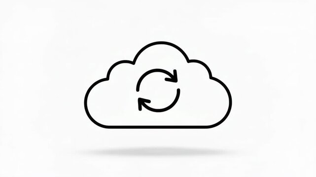 Cloud synchronization icon representing data refresh and update processes. Symbolizes digital storage, network connectivity, and continuous information flow in modern computing environments