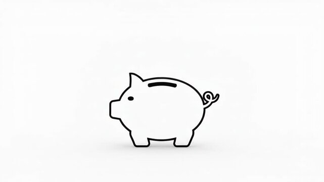 Minimalist line art icon of a piggy bank symbolizing financial savings, wealth management, and banking on a clean white background